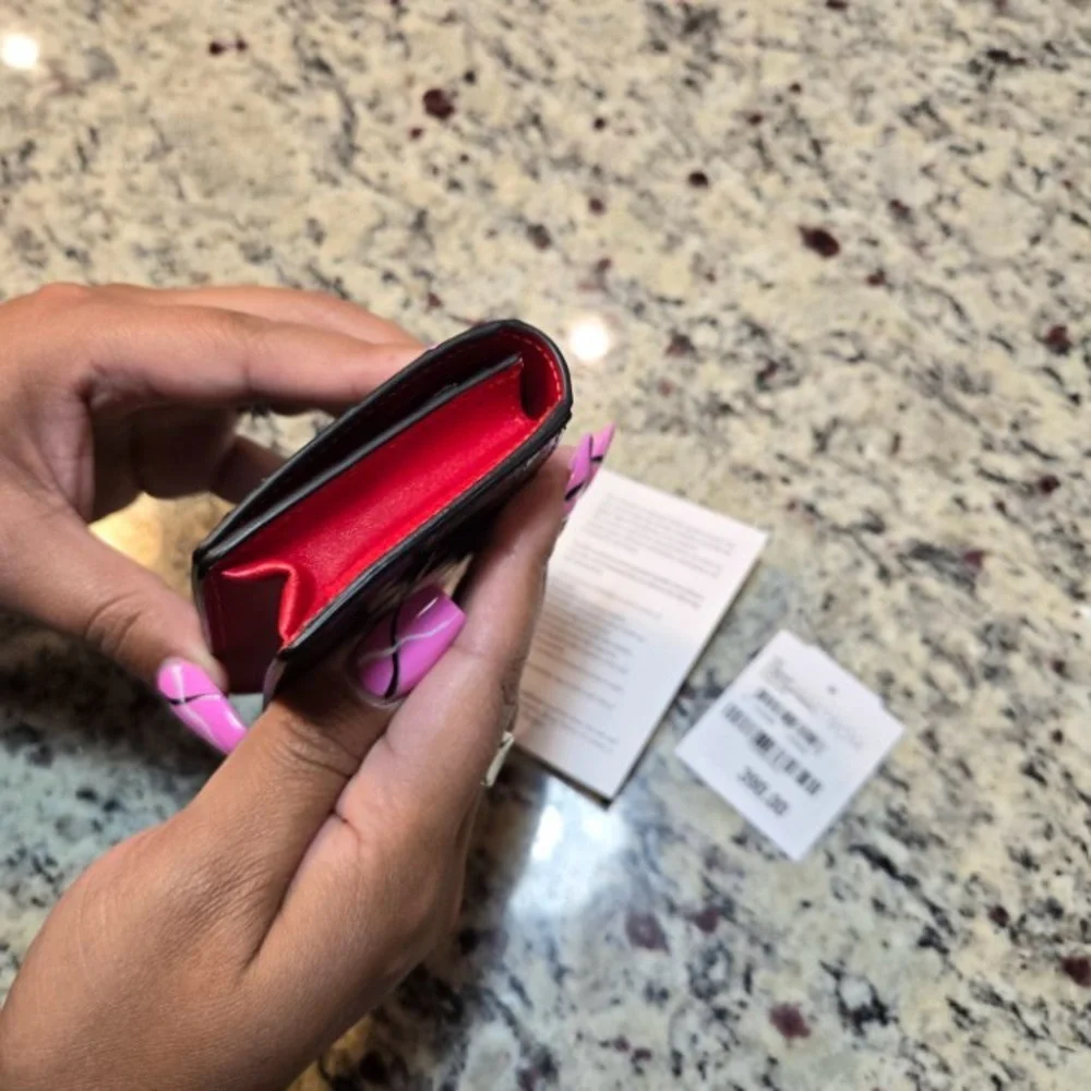 NEW Christian Louboutin Loubeka Croc Embossed Patent Leather Business Card Case - Picture 5 of 9